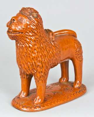 Glazed Redware Figure of a Lion, PA origin.