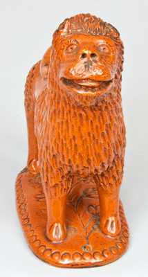 Glazed Redware Figure of a Lion, PA origin.