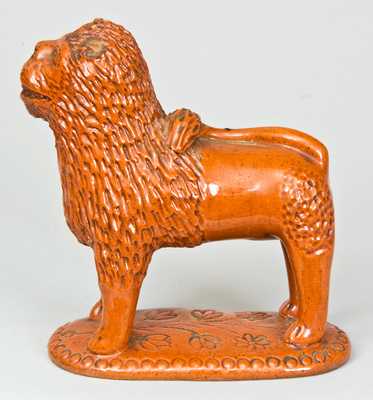 Glazed Redware Figure of a Lion, PA origin.