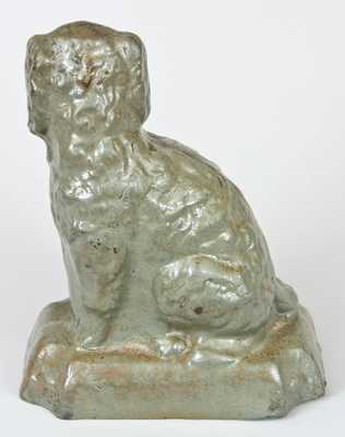 Cobalt-Decorated Stoneware Spaniel, Western PA origin.