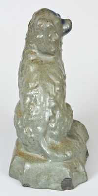 Cobalt-Decorated Stoneware Spaniel, Western PA origin.