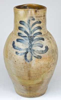 Early Cobalt-Decorated Stoneware Pitcher. Northeastern U.S. Origin.