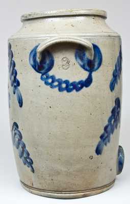 Stoneware Water Cooler with Elaborate Cobalt Decoration, PA origin.