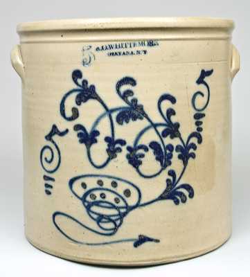 A.O. WHITTEMORE / HAVANA, NY Cobalt-Decorated Stoneware Crock