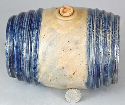 Cobalt-Decorated Stoneware Rundlet, Northeastern U.S. Origin.