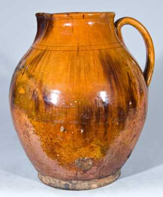 Glazed Redware Pitcher, New England origin.