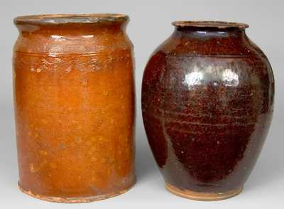 Two Redware Jars, New England origin.