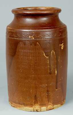 Early Stoneware Jar with Albany Slip Glaze, Northeastern U.S. Origin.