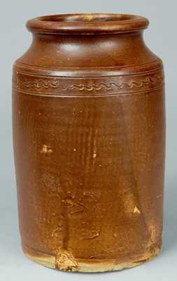 Early Stoneware Jar with Albany Slip Glaze, Northeastern U.S. Origin.