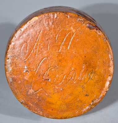 Glazed Redware Syrup Jug, Incised