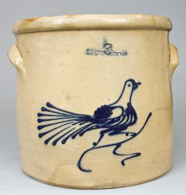 Stoneware Crock with Cobalt Bird Decoration, Stamped 