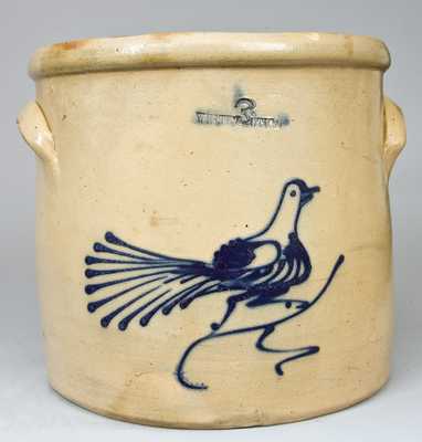 Stoneware Crock with Cobalt Bird Decoration, Stamped