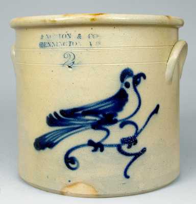 J. & E. NORTON / BENNINGTON, VT Stoneware Bird Crock