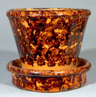 Glazed Redware Flowerpot, Stamped Twice