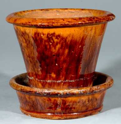 Small-Sized Glazed Redware Flowerpot, 