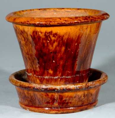Small-Sized Glazed Redware Flowerpot, "JOHN W. BELL / Waynesboro, PA."