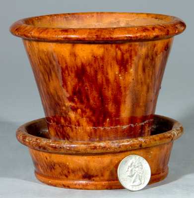 Small-Sized Glazed Redware Flowerpot, 