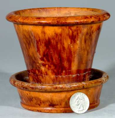Small-Sized Glazed Redware Flowerpot, "JOHN W. BELL / Waynesboro, PA."