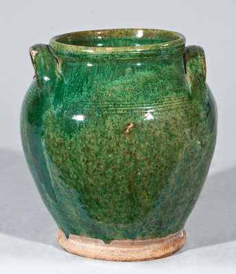Small-Sized Redware Jar with Green Glaze, Bristol County, Mass.