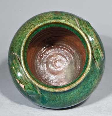 Small-Sized Redware Jar with Green Glaze, Bristol County, Mass.