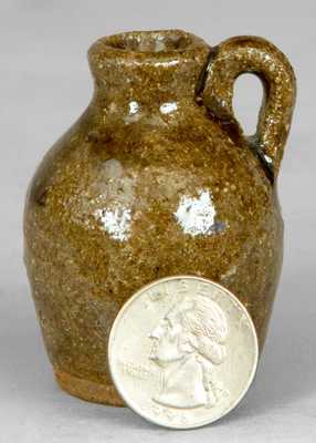Alkaline-Glazed Miniature Stoneware Jug, North Carolina.