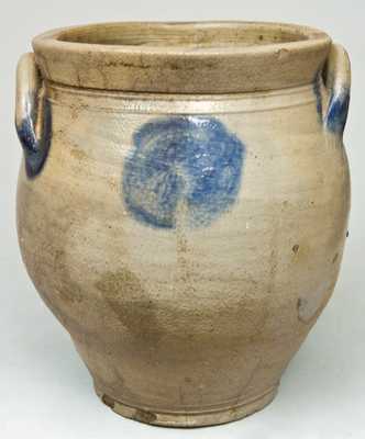 Ovoid Stoneware Jar with Large Blue Dot Decoration.