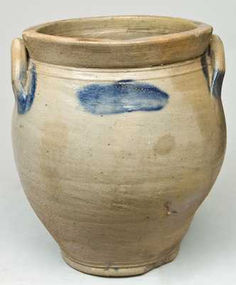 Ovoid Stoneware Jar with Large Blue Dot Decoration.