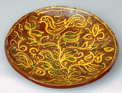 Ned Foltz Reproduction Redware Plate, 1973.