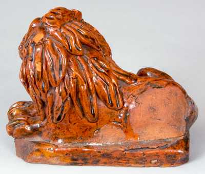 Glazed Redware Figure of a Lion, PA origin.