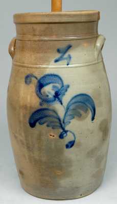 Cobalt-Decorated Stoneware Churn, Northeastern U.S. Origin.