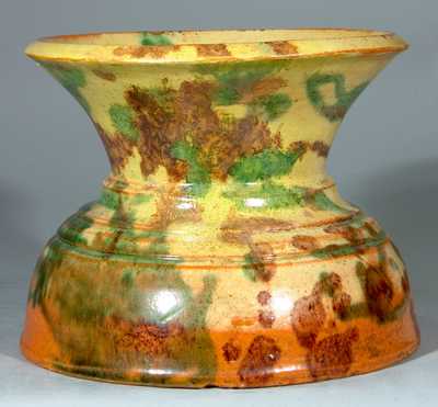 Multi-Glazed Redware Cuspidor, attributed to Eberly, Strasburg, VA.