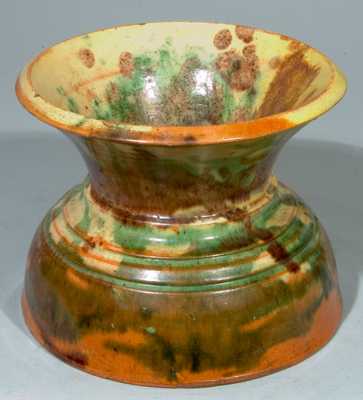 Multi-Glazed Redware Cuspidor, attributed to Eberly, Strasburg, VA.