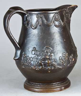 Albany Slip Glazed Stoneware Pitcher, Stamped 