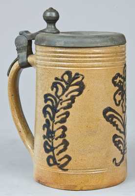 Large-Sized Cobalt-Decorated Stoneware Mug.