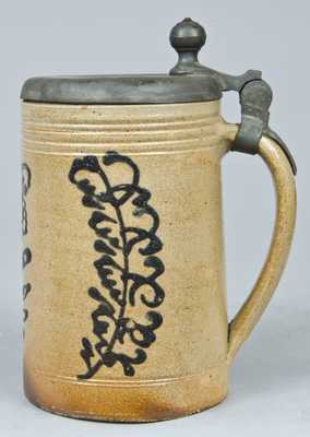 Large-Sized Cobalt-Decorated Stoneware Mug.