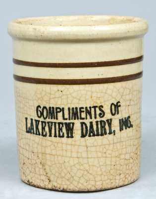 Yellowware Advertising Crock.