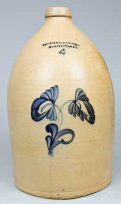 NICHOLS & BOYNTON / BURLINGTON, VT Cobalt-Decorated Stoneware Jug