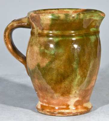 Multi-Glazed Redware Creamer, Strasburg, VA.