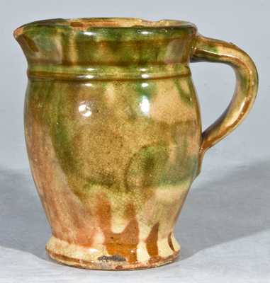 Multi-Glazed Redware Creamer, Strasburg, VA.