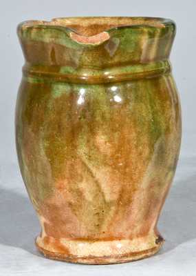 Multi-Glazed Redware Creamer, Strasburg, VA.