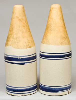 Blue-and-White Stoneware Sconces, possibly Red Wing