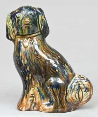 Pottery Spaniel with Multi-Colored Glaze, Scottish origin, 19th century