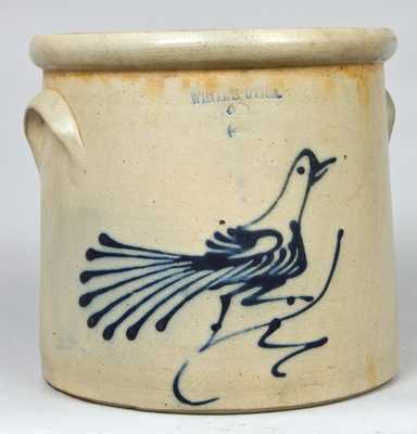 WHITES / UTICA Stoneware Crock with Bird Decoration.