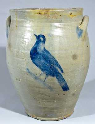 Stoneware Jar with Incised Bird and Floral, prob. Albany, NY