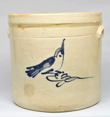 Fulper, Flemington, NJ Stoneware Crock with Bird