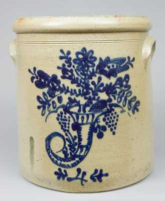 Four-Gallon Midwestern Stoneware Crock with Cornucopia