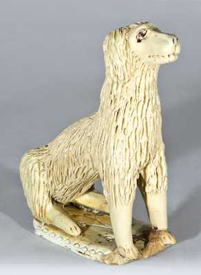 Ohio Pottery Figure of a Dog with Cream Glaze