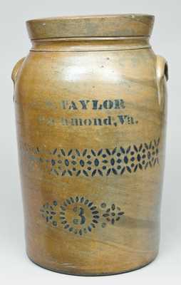 E.B. TAYLOR / Richmond, Va Stoneware Churn