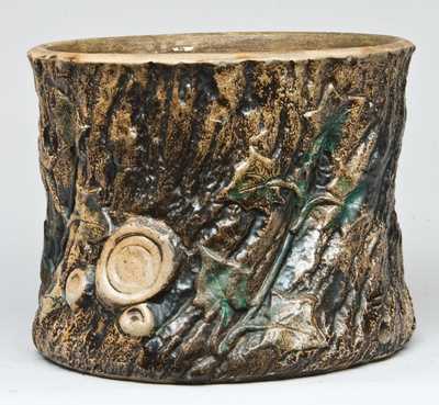 Stoneware Stump Planter, att. F.B. Norton, Worcester, Mass