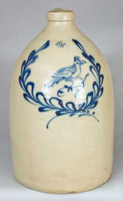 Stoneware Jug with Cobalt Bird in Wreath, att. Norton, Bennington, VT